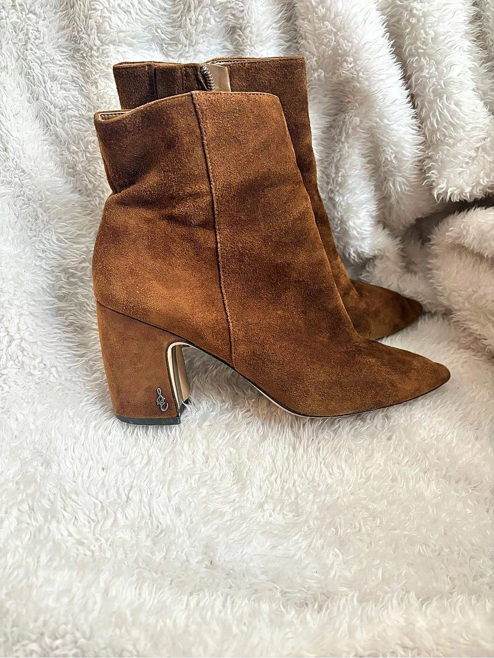 Sam Edelman Saige Ankle Bootie Brown Pointed Toe Heeled Boots